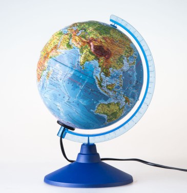 Глобус Земли Физико-Политический (210 мм., рельеф. с подсветкой Классик Евро), Be022100253