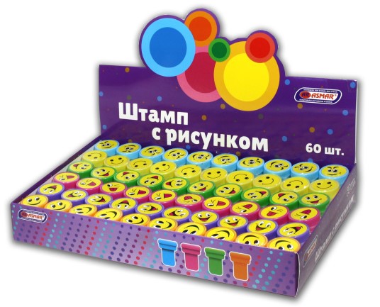 Штамп с рисунком D-2.5 мм, 'Смайлики', AR-6005