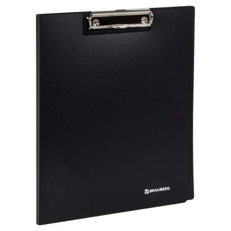 Папка-планшет BRAUBERG "Стандарт", А4 (310х230 мм), с прижимом и крышкой, пластик, черная, 0,9 мм