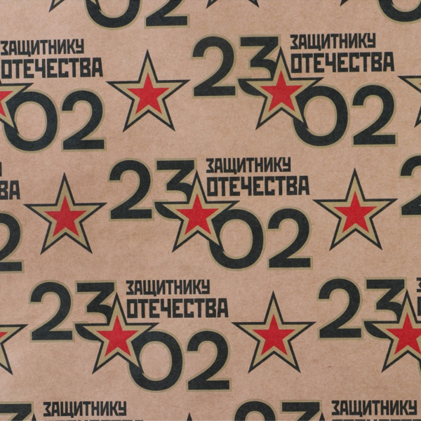 Бумага упаковочная крафтовая, 23 февраля, 50х70 см, (10 рулонов в уп), 9304581
