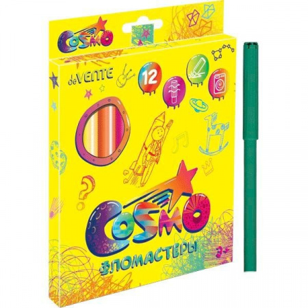 Фломастеры "deVENTE. Cosmo" 12 цветов с вентилируемым колпачком, в картонной коробке, 5081311