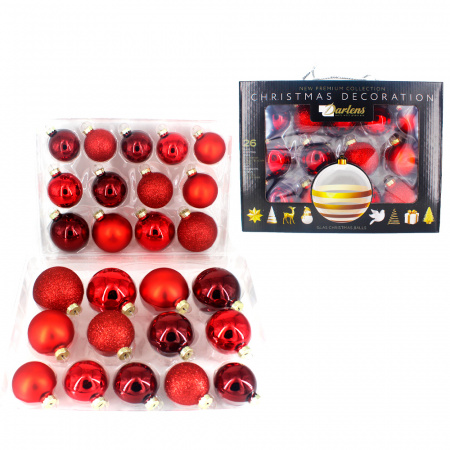 Изображение Набор елочных шаров DARLENS, (26 шт/уп), стеклянные, цвета ассорти, DL-DRL00661 от интернет-магазина КИТ