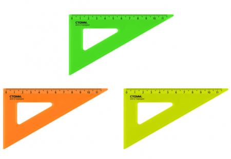 Треугольник 30` , 11 см СТАММ , пластиковый , прозрачный неоновые цвета , ТК-30494