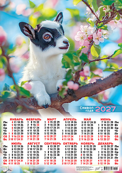 Календарь листовой А2, 2027 год, Символ года. Озорник (фото), ПО-27-026
